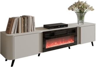 TV-Lowboard Volkiro 200 EF mit Kamin, 2 Drehtüren (Farbe: Cashmere)