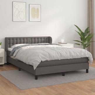 vidaXL Boxspringbett mit Matratze Grau 140x200 cm Kunstleder 3127317