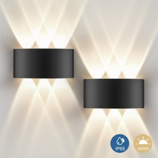 Oraymin LED Wandleuchte – Up & Down Light IP65 6W 3000K Aluminiumgehäuse Wandlampe 2 Stück, 3000K, LED fest integriert, Warmweiß, LED Wandleuchte Halbmondform Up & Down Light IP65 6W 3000K Aluminium
