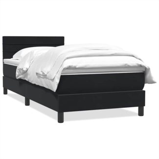 vidaXL Boxspringbett mit Matratze Schwarz 80x220 cm Samt 3316331