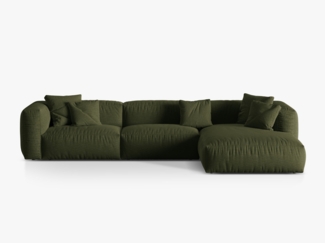 Micadoni Ecksofa Martina 3-Sitzer Strukturierter Stoff Grün Rechts