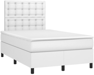 vidaXL Boxspringbett mit Matratze Weiß 120x190 cm Kunstleder 3269978