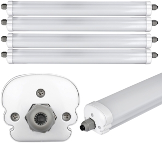 4x LED Wannenleuchten, 4320 Lumen, Kaltweiß, L 120 cm