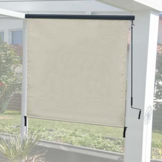 Vertikalmarkise HWC-F42, Senkrechtmarkise Sichtschutz Außenrollo Rollo, UV-Schutz 50 Stoff ~ 250x180cm, creme-beige