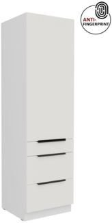 Küchen Hochschrank 60 cm Küche ARIA Weiss ultra matt + Weiss matt, hochwertige Fronten mit Anti Fingerprint Beschichtung, Soft-Close Küchenzeile Küchenblock