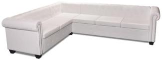 vidaXL Chesterfield Ecksofa 6-Sitzer Kunstleder Weiß