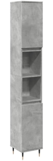 Badschrank, Badezimmerschrank Betongrau 30 x 30 x 190 cm Holzwerkstoff