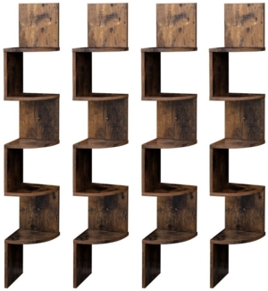 VASAGLE Eckregal, 4-tlg, Wandregal, Bücherregal mit 5 Ablagen, Höhe 126cm
