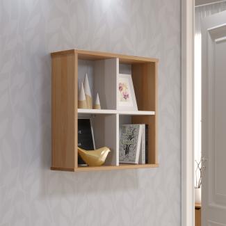 Inter-Furn Mestre - Wandboard mit Regale - Massivholz Kiefer, Honigfarben lackiert - B/H/T: 50 / 50 / 16 cm