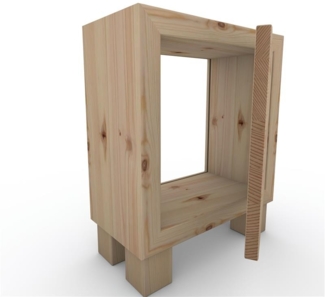 Nachttisch Nachtkommode Nachtkästchen ohne Rückwand ohne Zwischenboden mit Füße mit Türe Zirbe