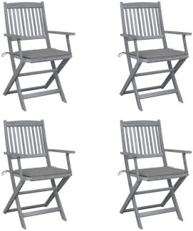 vidaXL Klappbare Gartenstühle 4 Stk. mit Sitzkissen Massivholz Akazie 3064510
