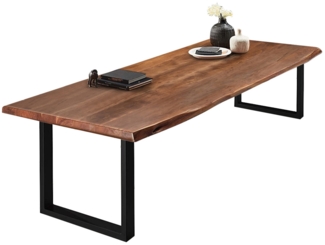 Baumkanten Tisch Esstisch »Valin« aus massivem Akazienholz Nussbaum 220x110 cm schwarz 525324
