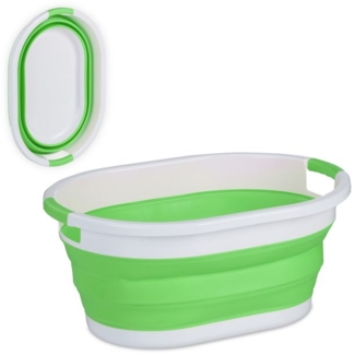 Relaxdays faltbarer Wäschekorb, Kunststoff grün, 36 Liter