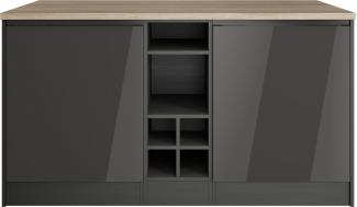 KOCHSTATION Kücheninsel KS-Virginia, Breite 153 cm, MDF-Fronten, Flaschenregal