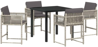 vidaXL Garten Essgruppe 5 pcs Hellgrau Poly-Rattan 3380761