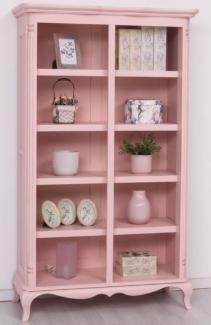 Casa Padrino Stauraumschrank Landhausstil Schrank Rosa 112x49 x H. 190 cm - Massivholz Regalschrank - Bücherschrank - Wohnzimmerschrank - Landhausstil Möbel