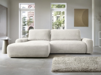 Goldstoff Ecksofa mit Schlaffunktion und Bettkasten, Cord Sofa - Modernes Schlafsofa, L-Form Schlafsofa mit Schlaffunktion und Bettkasten, moderner Cordstoff 2 Teile, pflegeleichtes Cordsofa mit Schlaffunktion in beige