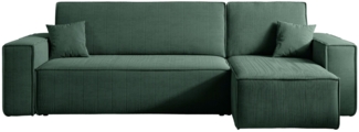 Selsey 'Scarlo' Ecksofa mit Schlaffunktion, Stauraum und Cordbezug, dunkelgrün, 83 x 244 x 145 cm