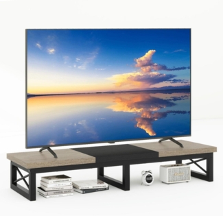 TV-Schrank Tisch 114cm 2 Lagerung Kurzer TV-Ständer bis 60 Zoll Greige Schwarz