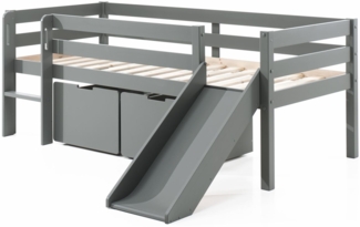 Kojenbett mit Rutsche Karolina 208x175x83 Massivholz Grau