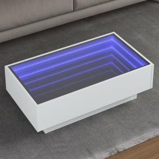 vidaXL LED-Couchtisch Weiß 90x50x30 cm Holzwerkstoff 847518