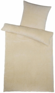 Carpe Sonno Bettwäsche 135x200 Teddy Plüsch Kuschel Bettwäsche Winter Fleece Warm Bettbezug, Microfaser-Fleece, 2 teilig, Extra weiche Winterbettwäsche Uni einfarbig Natur Creme