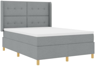 vidaXL Boxspringbett mit Matratze Hellgrau 140x200 cm Stoff 3341833