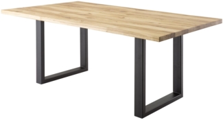 Esstisch ROCKFORD 160x90 cm Wildeiche Massivholz geölt Gestell Metall