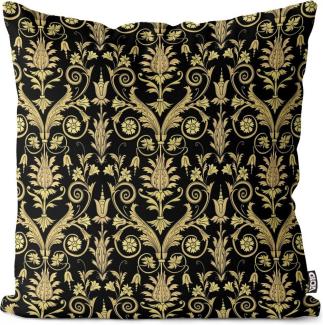 VOID Kissenbezug, (1 Stück), Barock Blumen Italien Design Pflanzen Muster Gold Schwarz interieur a