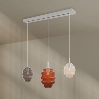 s.luce Echos Esstischlampe 3-flammig 120cm Ø 18/25cm Braun, Klar, Rauch