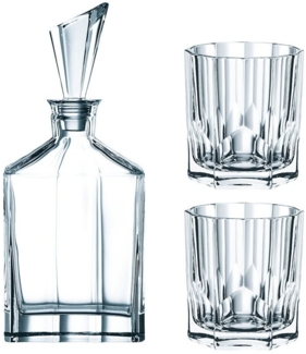 Nachtmann Aspen Whisky Set, 3-tlg, Barware, Dekanter und Whiskygläser, Tumbler, Kristallglas, 0090024-0