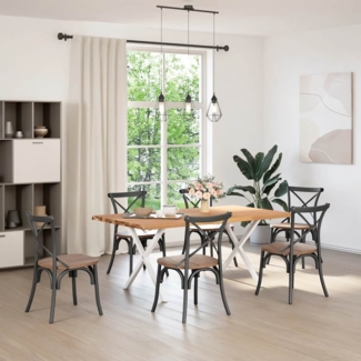 vidaXL Esstisch mit Baumkanten 180x100x74 cm Massivholz Eiche Rechteck 3304497