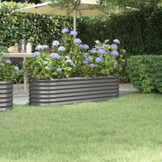 vidaXL Hochbeet Pulverbeschichteter Stahl 152x40x36 cm Grau 318869