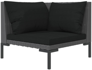 vidaXL Gartensofa mit Kissen Halbrundes Poly Rattan 318601