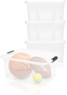 BigDean 3er Set Aufbewahrungsbox mit Deckel transparent - 32L + Clipverschluss - Stapelbox Ordnungsbox Clipbox Lagerbox Box mit Deckel Storage Boxes - Klarsichtbox mit Deckel – stapelbar