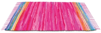 Flickenteppich handgewebter Teppich aus Baumwolle, stylischer und strapazierfähiger Fleckerlteppich in vielen verschiedenen modischen Ausführungen erhältlich (50x80 cm / pink - rosa)
