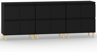 vidaXL Sideboards 3 Stk. Schwarz 60x35x70 cm Holzwerkstoff 3185768