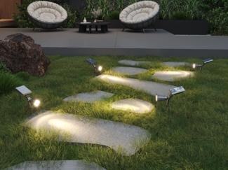 Vente-unique - Solar-Wegeleuchte oder -Wandleuchte ausrichtbar - 300 Lumen - Schwarz - SLATINE
