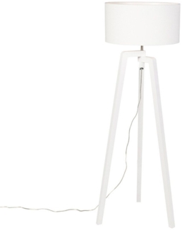 Qazqa Stehlampe Puros, ohne Leuchtmittel, E27, Weiß, Modern, Holz, 1-flammig