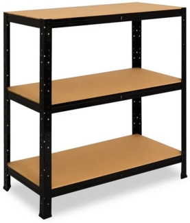 shelfplaza BLACK 90x30x23 cm Schwerlastregal in schwarz mit 3 Böden und 175 kg Traglast pro Boden