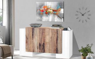 Sideboard >Pinerolo< in Weiß-Hochglanz/Ahorn - 170x85x45cm (BxHxT)