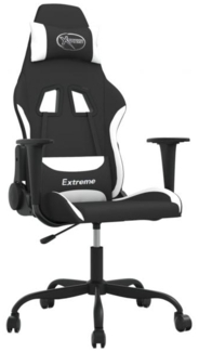 Gamingstuhl Drehbar Schwarz und Weiß Stoff