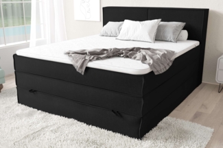 99rooms Santiago Boxspringbett Schwarz Strukturstoff INARI 180x200 cm Taschen-Federung