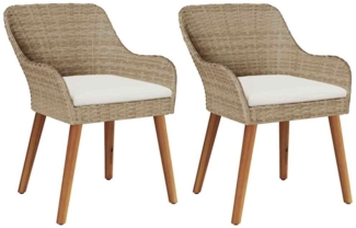 vidaXL Gartenstuhl 2 pcs Beige 62,5 x 55 x 82 cm Poly-Rattan 42006215