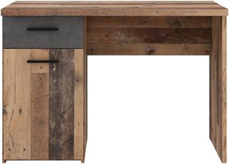 Schreibtisch >WINNIE< 1 Schub+Tür, Old-Wood Vintage Dekor / Betonoptik - 110x76,3x60cm B/H/T
