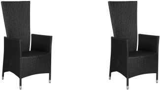 2x Gartenstuhl Joops Garten Terrasse Stuhl Set Stühle höhenverstellbar schwarz