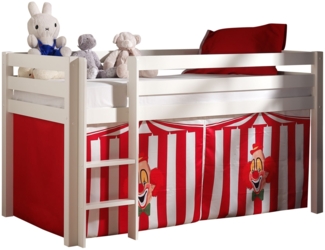Kinderbett Karolina 210x114x106 Massivholz Weiß Textilset Zirkus