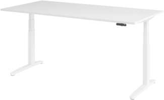 bümö elektrisch höhenverstellbarer Schreibtisch 200x100 cm mit Memory-Steuerung - Design Schreibtisch höhenverstellbar elektrisch, elektrischer Schreibtisch weiß, Gestell weiß, XBHM2E-W-WW