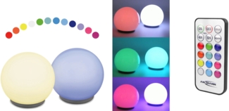 2x LED Gartenleuchte Garten Lampe Kugel Deko Gartenlampe rund Set Gartenkugel