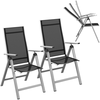 STEELSØN 'Alaris' Gartenstuhl Hochlehner, klassisch, Aluminium, silber, 6-fach verstellbar und klappbar, wetterfester Klappstuhl, 2er-Set